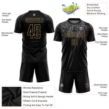 Load image into Gallery viewer, Custom Black Old Gold-Gray Sublimation Soccer Uniform Jersey
