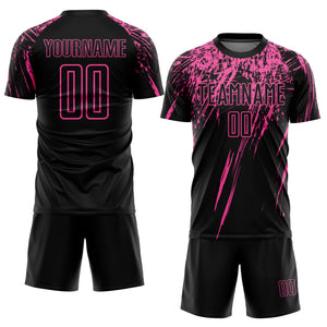 Custom Black Pink Sublimation Soccer Uniform Jersey