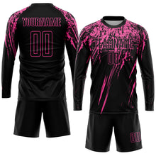 Load image into Gallery viewer, Custom Black Pink Sublimation Soccer Uniform Jersey
