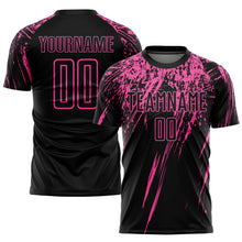 Load image into Gallery viewer, Custom Black Pink Sublimation Soccer Uniform Jersey
