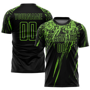 Custom Black Neon Green Sublimation Soccer Uniform Jersey