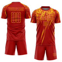 Laden Sie das Bild in den Galerie-Viewer, Custom Red Gold Sublimation Soccer Uniform Jersey
