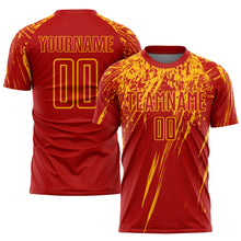 Laden Sie das Bild in den Galerie-Viewer, Custom Red Gold Sublimation Soccer Uniform Jersey
