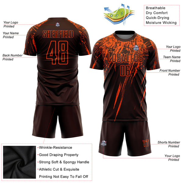 Cheap Custom Brown Blaze Orange-White Sublimation Soccer Uniform Jersey  Free Shipping – CustomJerseysPro