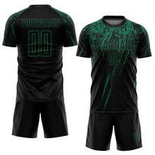 Загрузить изображение в средство просмотра галереи, Custom Black Kelly Green Sublimation Soccer Uniform Jersey
