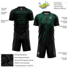 Загрузить изображение в средство просмотра галереи, Custom Black Kelly Green Sublimation Soccer Uniform Jersey
