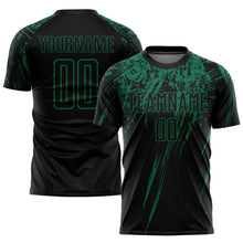 Загрузить изображение в средство просмотра галереи, Custom Black Kelly Green Sublimation Soccer Uniform Jersey
