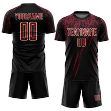 Загрузить изображение в средство просмотра галереи, Custom Black Crimson-Cream Sublimation Soccer Uniform Jersey
