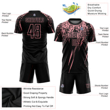 Загрузить изображение в средство просмотра галереи, Custom Black Medium Pink Sublimation Soccer Uniform Jersey
