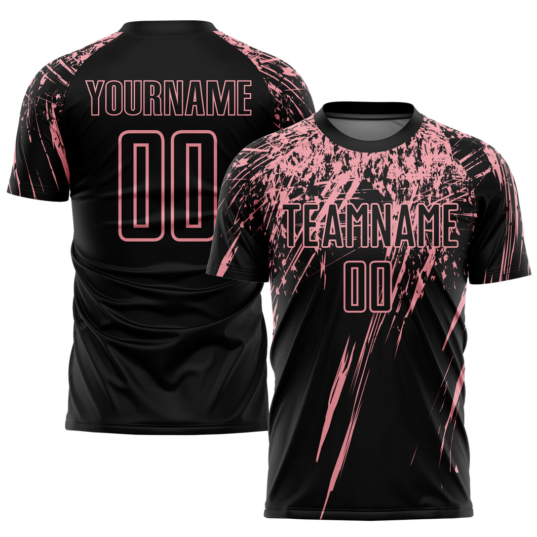 Custom Pink Pink-Black Sublimation Soccer Uniform Jersey Free Shipping –  Fiitg