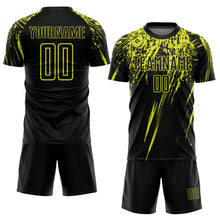 Загрузить изображение в средство просмотра галереи, Custom Black Neon Yellow Sublimation Soccer Uniform Jersey
