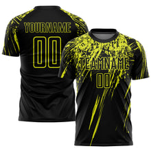 Загрузить изображение в средство просмотра галереи, Custom Black Neon Yellow Sublimation Soccer Uniform Jersey
