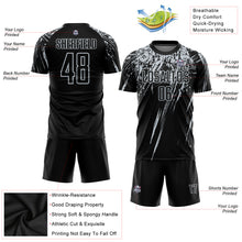 Загрузить изображение в средство просмотра галереи, Custom Black Silver Sublimation Soccer Uniform Jersey
