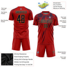 Загрузить изображение в средство просмотра галереи, Custom Red Navy-Old Gold Sublimation Soccer Uniform Jersey
