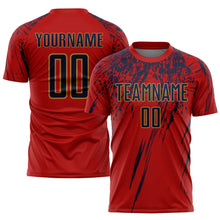 Загрузить изображение в средство просмотра галереи, Custom Red Navy-Old Gold Sublimation Soccer Uniform Jersey
