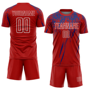 Custom Red Royal-White Sublimation Soccer Uniform Jersey