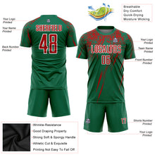 Laden Sie das Bild in den Galerie-Viewer, Custom Kelly Green Red-White Sublimation Soccer Uniform Jersey
