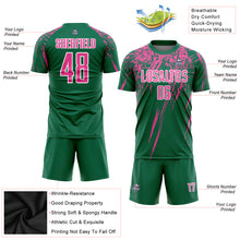 Laden Sie das Bild in den Galerie-Viewer, Custom Kelly Green Pink-White Sublimation Soccer Uniform Jersey
