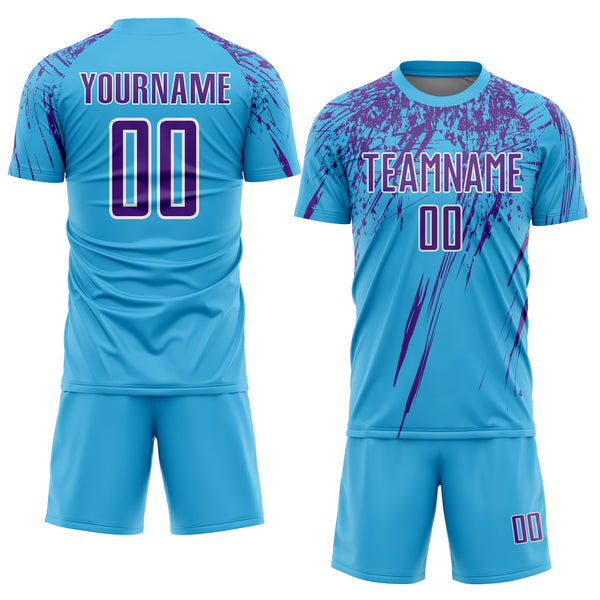 Custom Purple White Sublimation Soccer Uniform Jersey Free