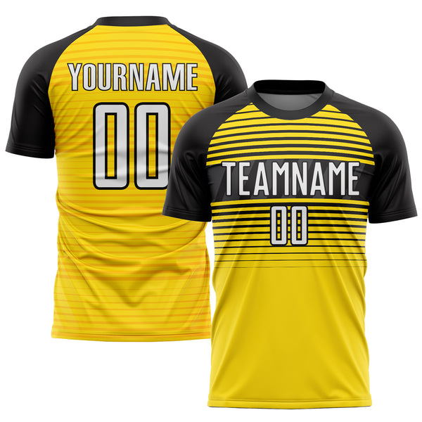 Custom Sky Blue Yellow-Black Sublimation Soccer Uniform Jersey