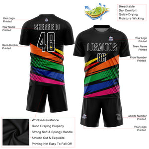 Custom Black Orange-Kelly Green Sublimation Soccer Uniform Jersey