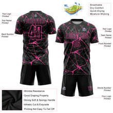 Load image into Gallery viewer, Custom Black Pink Sublimation Soccer Uniform Jersey
