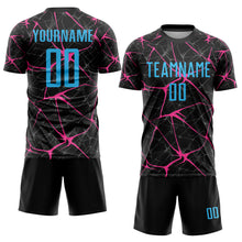 Загрузить изображение в средство просмотра галереи, Custom Black Sky Blue-Pink Sublimation Soccer Uniform Jersey
