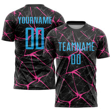 Загрузить изображение в средство просмотра галереи, Custom Black Sky Blue-Pink Sublimation Soccer Uniform Jersey
