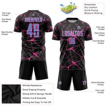 Загрузить изображение в средство просмотра галереи, Custom Black Light Blue-Pink Sublimation Soccer Uniform Jersey
