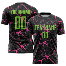 Load image into Gallery viewer, Custom Black Neon Green-Pink Sublimation Soccer Uniform Jersey
