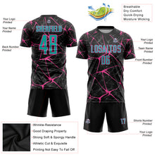 Загрузить изображение в средство просмотра галереи, Custom Black Aqua-Pink Sublimation Soccer Uniform Jersey
