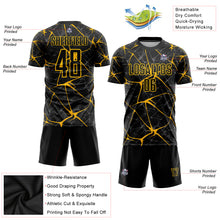 Загрузить изображение в средство просмотра галереи, Custom Black Yellow Sublimation Soccer Uniform Jersey
