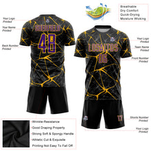 Загрузить изображение в средство просмотра галереи, Custom Black Purple-Gold Sublimation Soccer Uniform Jersey
