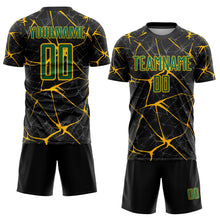 Загрузить изображение в средство просмотра галереи, Custom Black Kelly Green-Gold Sublimation Soccer Uniform Jersey
