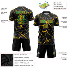 Загрузить изображение в средство просмотра галереи, Custom Black Kelly Green-Gold Sublimation Soccer Uniform Jersey
