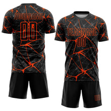 Load image into Gallery viewer, Custom Black Orange Sublimation Soccer Uniform Jersey
