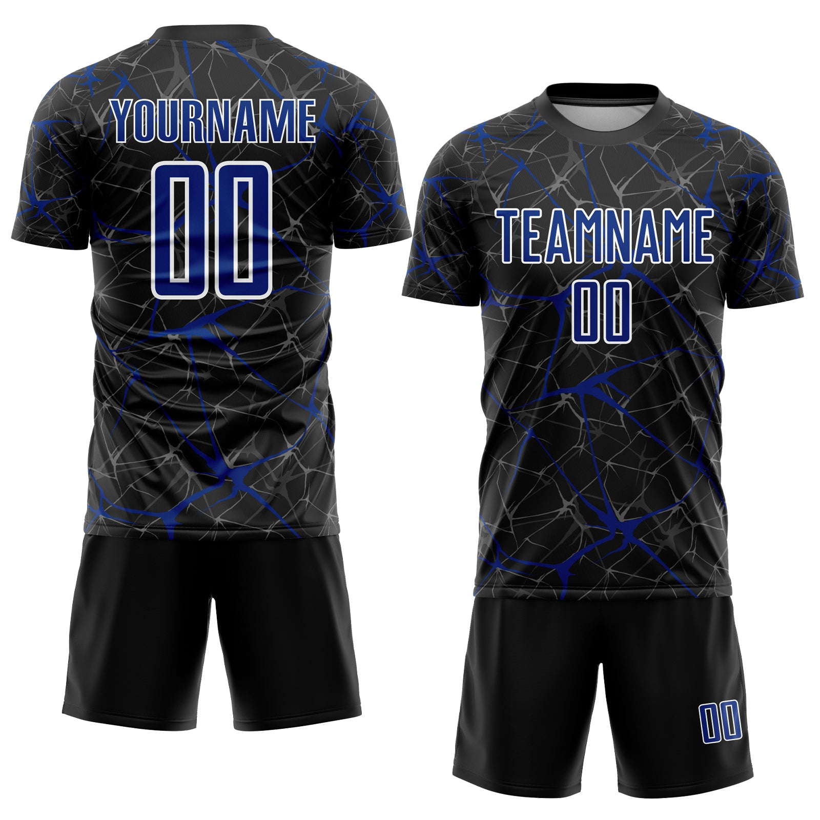 Custom Royal White-Black Sublimation Soccer Uniform Jersey Fast