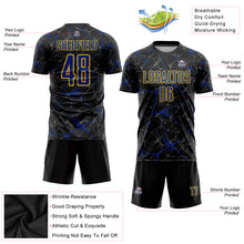 Загрузить изображение в средство просмотра галереи, Custom Black Royal-Yellow Sublimation Soccer Uniform Jersey
