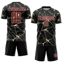 Загрузить изображение в средство просмотра галереи, Custom Black Crimson-City Cream Sublimation Soccer Uniform Jersey
