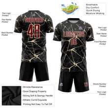 Загрузить изображение в средство просмотра галереи, Custom Black Crimson-City Cream Sublimation Soccer Uniform Jersey
