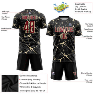 Custom Black Crimson-City Cream Sublimation Soccer Uniform Jersey