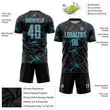 Загрузить изображение в средство просмотра галереи, Custom Black Gray-Teal Sublimation Soccer Uniform Jersey
