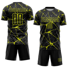 Загрузить изображение в средство просмотра галереи, Custom Black Neon Yellow Sublimation Soccer Uniform Jersey
