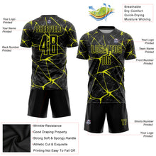 Загрузить изображение в средство просмотра галереи, Custom Black Neon Yellow Sublimation Soccer Uniform Jersey
