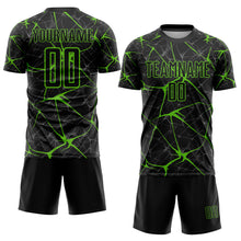 Загрузить изображение в средство просмотра галереи, Custom Black Aurora Green Sublimation Soccer Uniform Jersey
