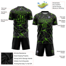 Загрузить изображение в средство просмотра галереи, Custom Black Aurora Green Sublimation Soccer Uniform Jersey
