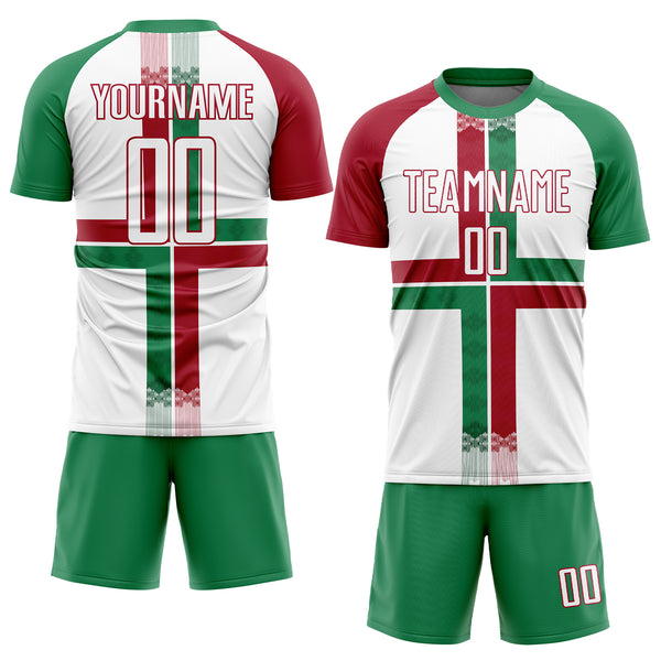 Cheap Custom Red Green-White Sublimation Soccer Uniform Jersey Free  Shipping – CustomJerseysPro