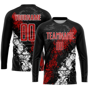 Custom Black Red-White Sublimation Soccer Uniform Jersey