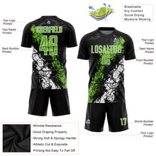 Load image into Gallery viewer, Custom Black Neon Green-White Sublimation Soccer Uniform Jersey
