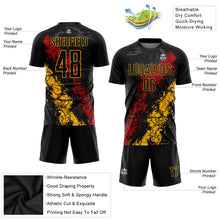 Загрузить изображение в средство просмотра галереи, Custom Black Gold-Red Sublimation Soccer Uniform Jersey
